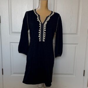 Boden Navy Blue Pom-Pom Trim Dress